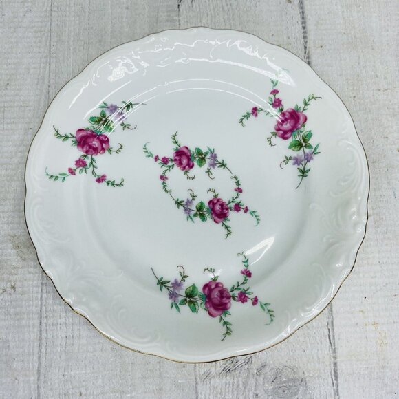 Royal Kent POLAND RKT3 Bavarian Rose Gold Trim Scallop China Salad Plates Set 4 - Picture 5 of 15